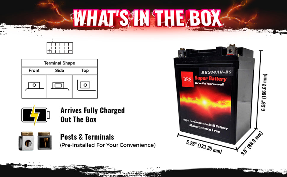 BRS14AH-BS 12v 14AH 200CCA 30 Day Warranty