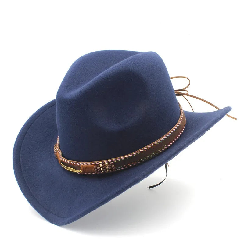Chapeau de cowboy western en laine pour homme et femme, idéal pour l'hiver, l'automne, le jazz, la cowgirl, le sombrero, 2 grandes tailles