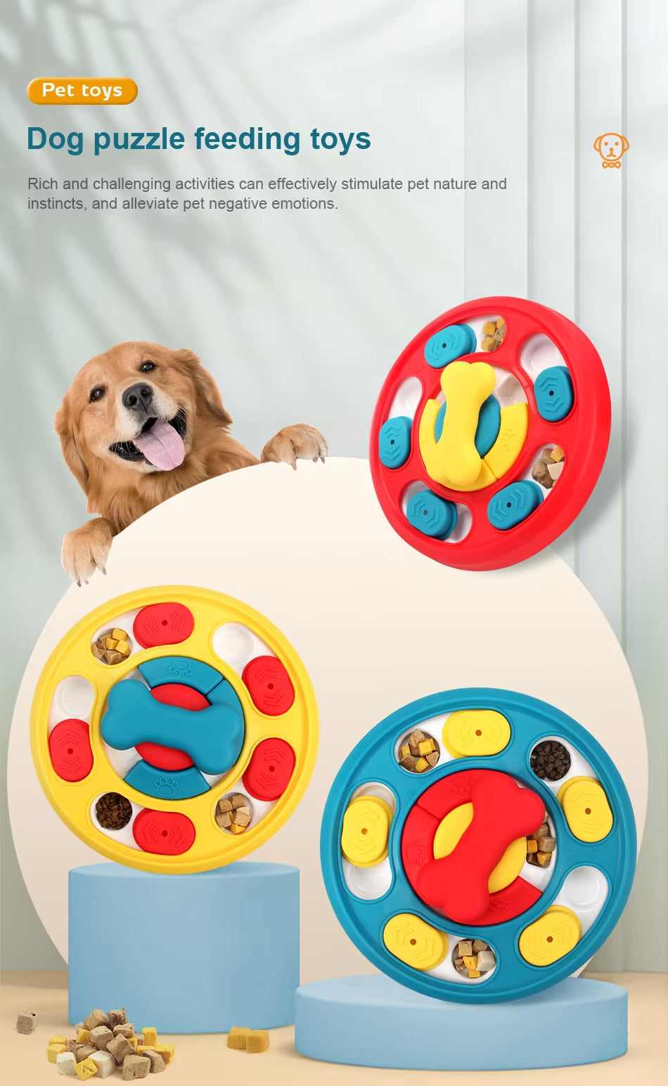 Round Interactive Puzzle Feeder for Dogs