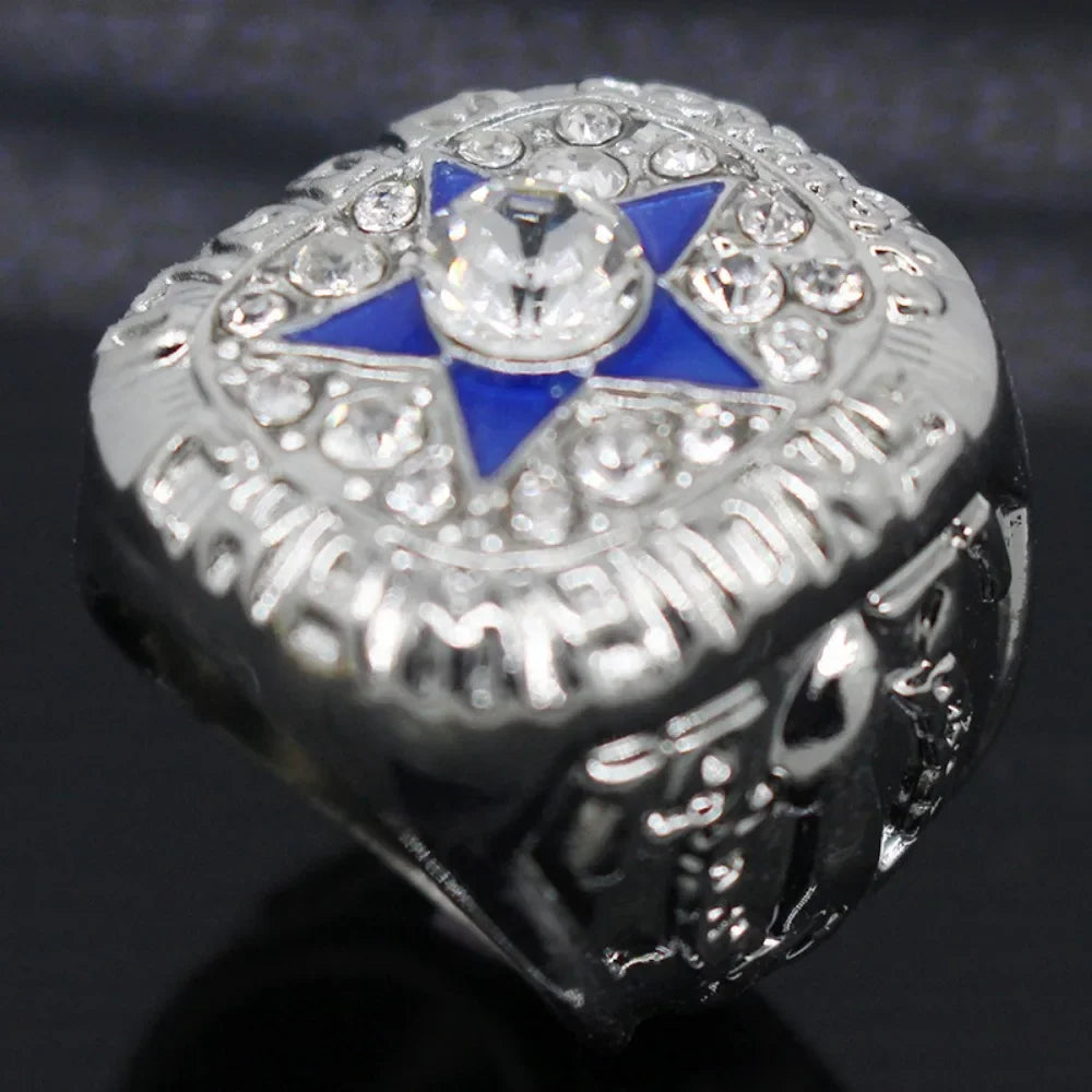 Bague de luxe Dallas Cowboy pour hommes et femmes, style punk, métal, cristal, étoile à cinq branches