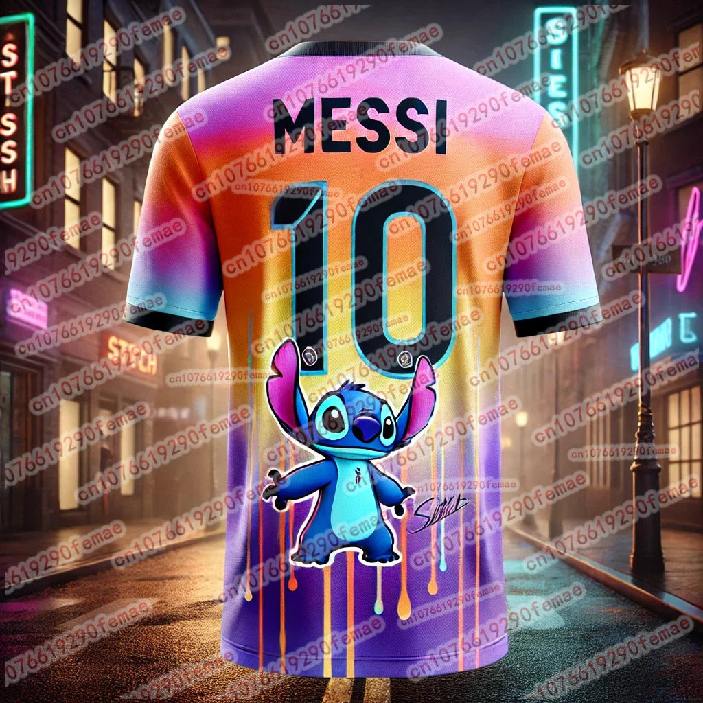 T-shirt Stitchou et Messi – Maillot d'été confortable, mignon et élégant pour enfants et adultes, garçons et filles