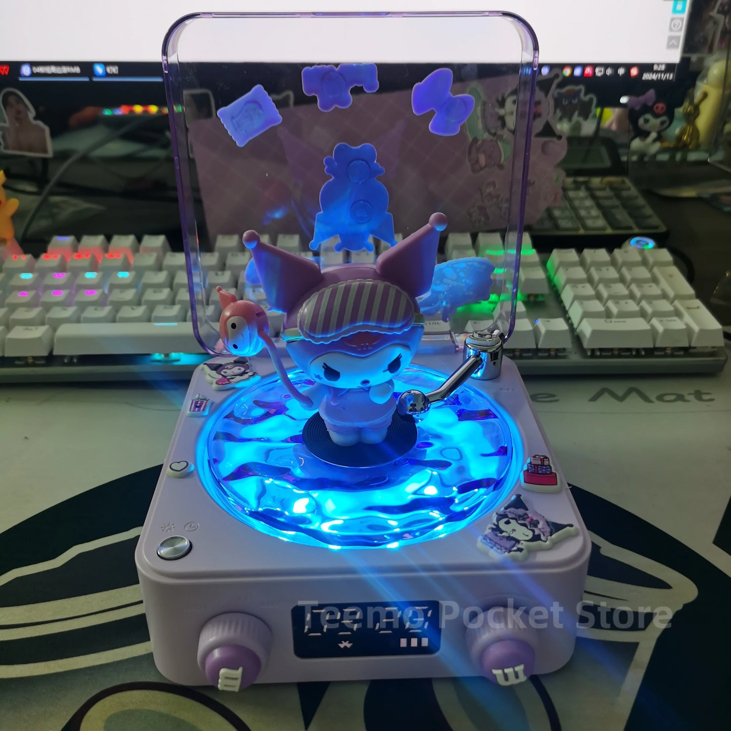 Lilo et Stitchou Enceinte Bluetooth Hello Kitty Kawaii Anime Kuromi Accessoires Portable Lumière RVB Décoration de Bureau Cadeau Fille