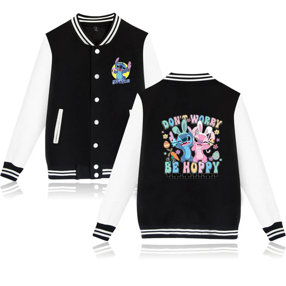 Veste de baseball Lilo Stitchou pour hommes et femmes, style hip-hop, Harajuku, streetwear, pour enfants, garçons et filles, manteaux amples pour l'université
