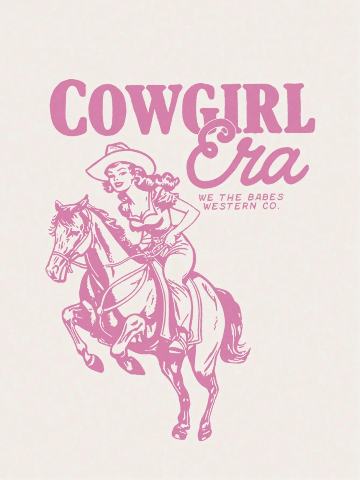 T-shirt imprimé à manches courtes et col rond avec imprimé graphique de cow-girl et cheval, idéal pour l'été ou le printemps