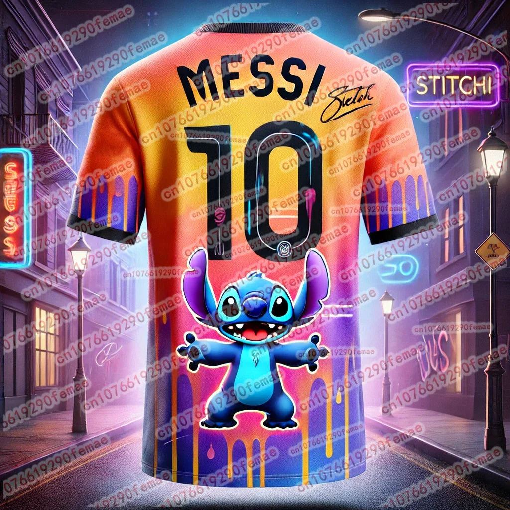 T-shirt Stitchou et Messi – Maillot d'été confortable, mignon et élégant pour enfants et adultes, garçons et filles