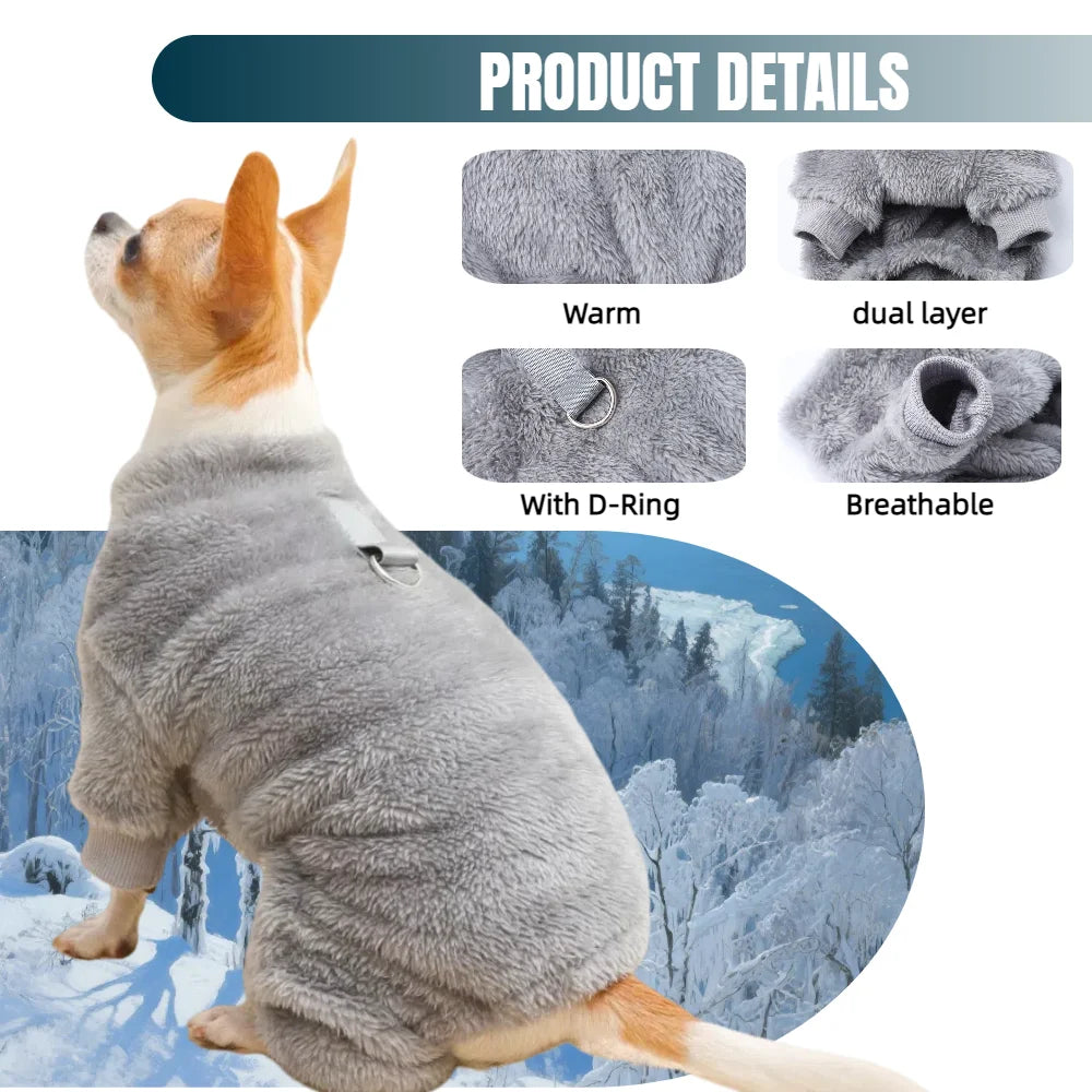 Vêtements en polaire doux pour chien, combinaison chaude pour l'automne et l'hiver, pour petit chien, pull pour chiot, manteau, salopette pour chihuahua