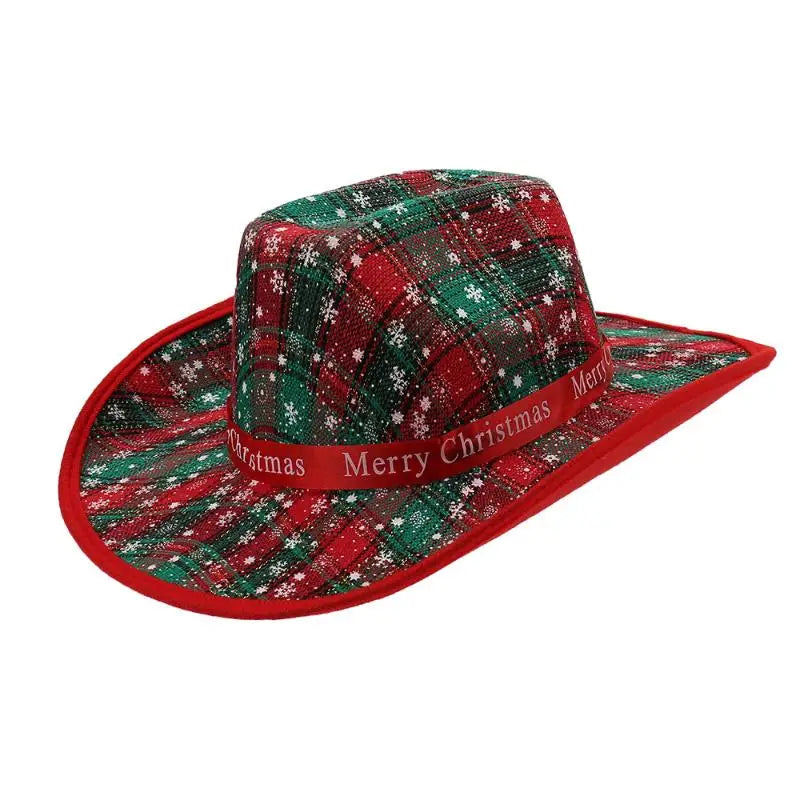 Chapeau de Cowboy de noël rouge, décoration du père noël, accessoires de fête de vacances, chapeau de Cowgirl à large bord, chapeau de Jazz
