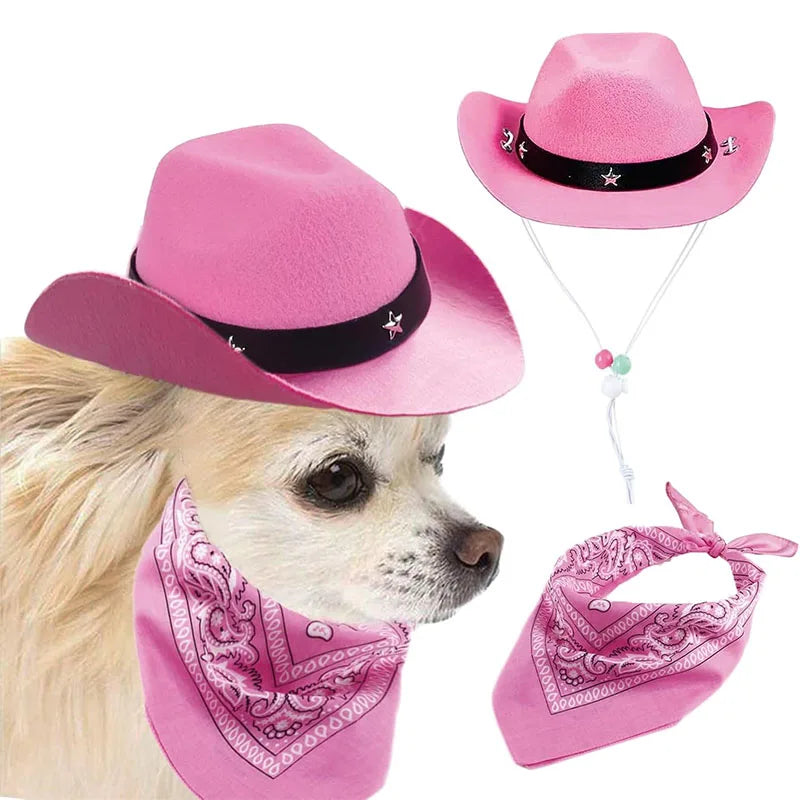 1 ensemble chien chat taille animal de compagnie chapeau de cowboy et bandana écharpe West accessoires pour chats chiens fête festival port quotidien