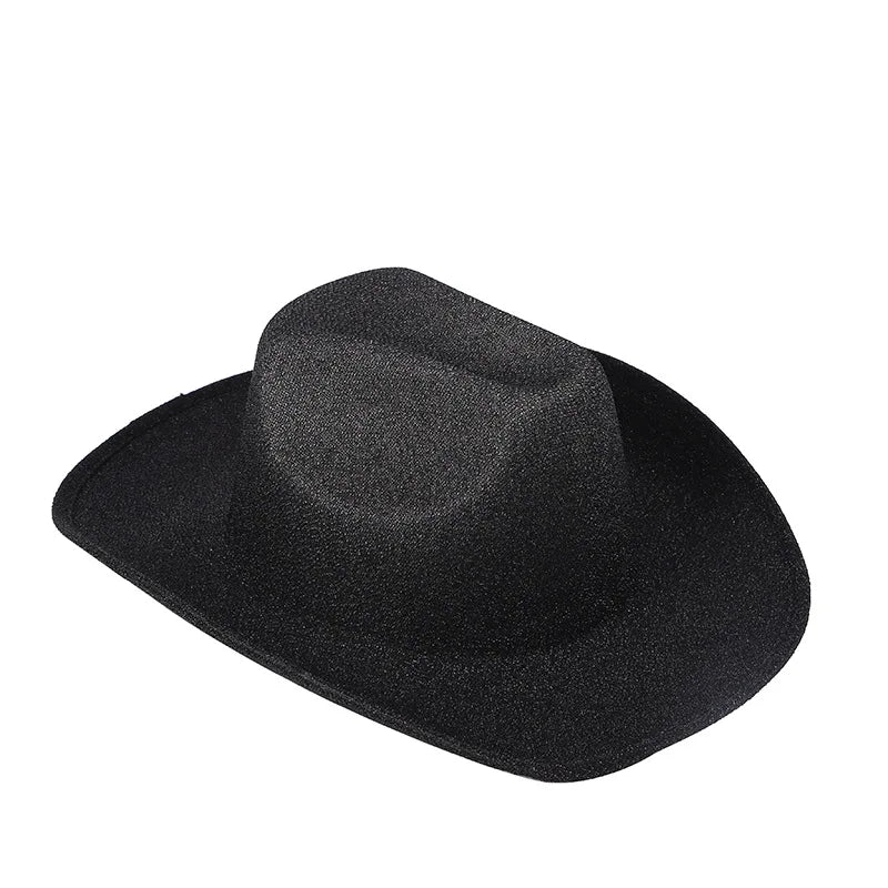 Chapeau de cowboy composite EVA rose en denim doré pour fête d'Halloween Chapeau de cowboy à paillettes d'Halloween