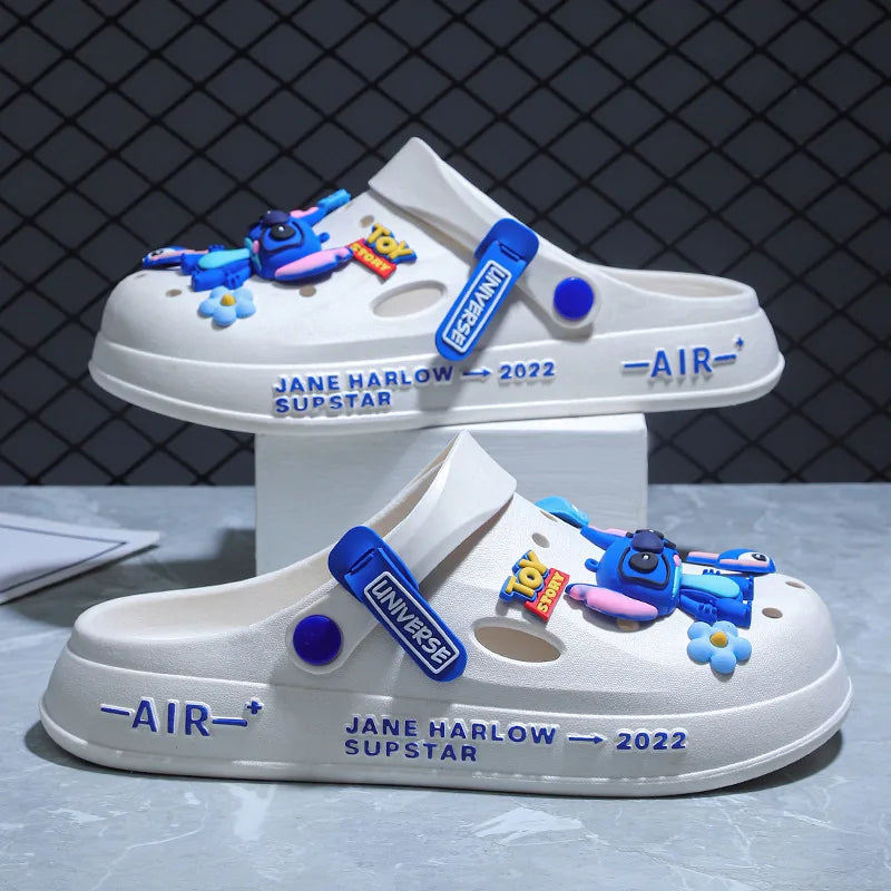 Chaussures à trous cousus pour hommes d'été, sandales antidérapantes et résistantes à l'usure pour l'extérieur, pantoufles de plage à semelles épaisses