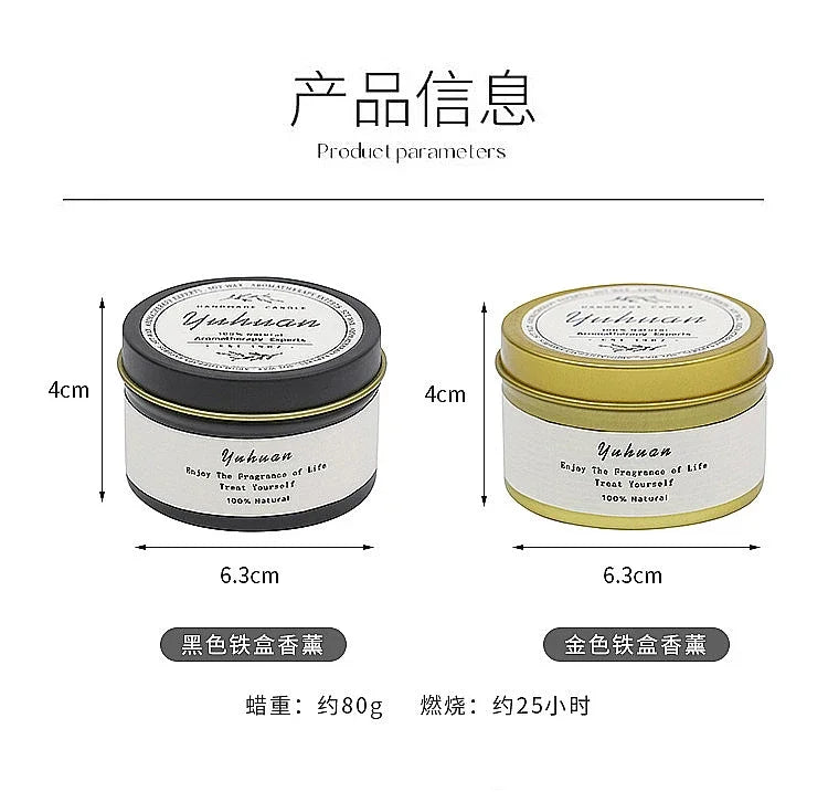 Bougies parfumées de luxe en étain noir, bougies décoratives pour la maison avec Woodwick, citronnelle, anti-moustiques, meilleur cadeau pour elle