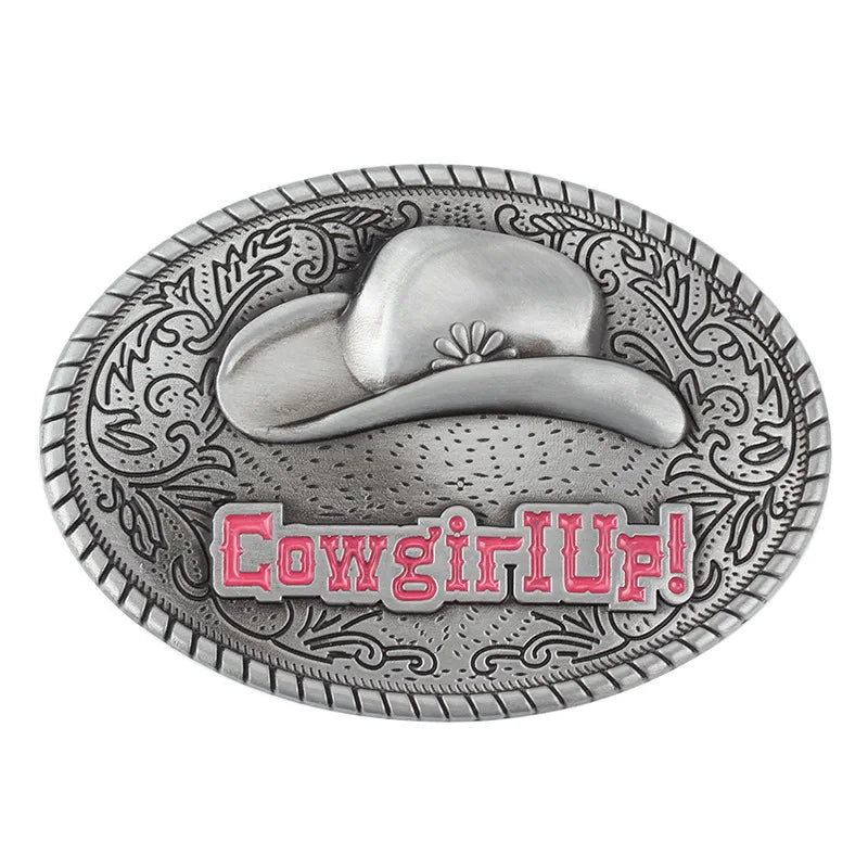 Boucle de ceinture de cow-girl, joli chapeau de cowboy rose pour fille