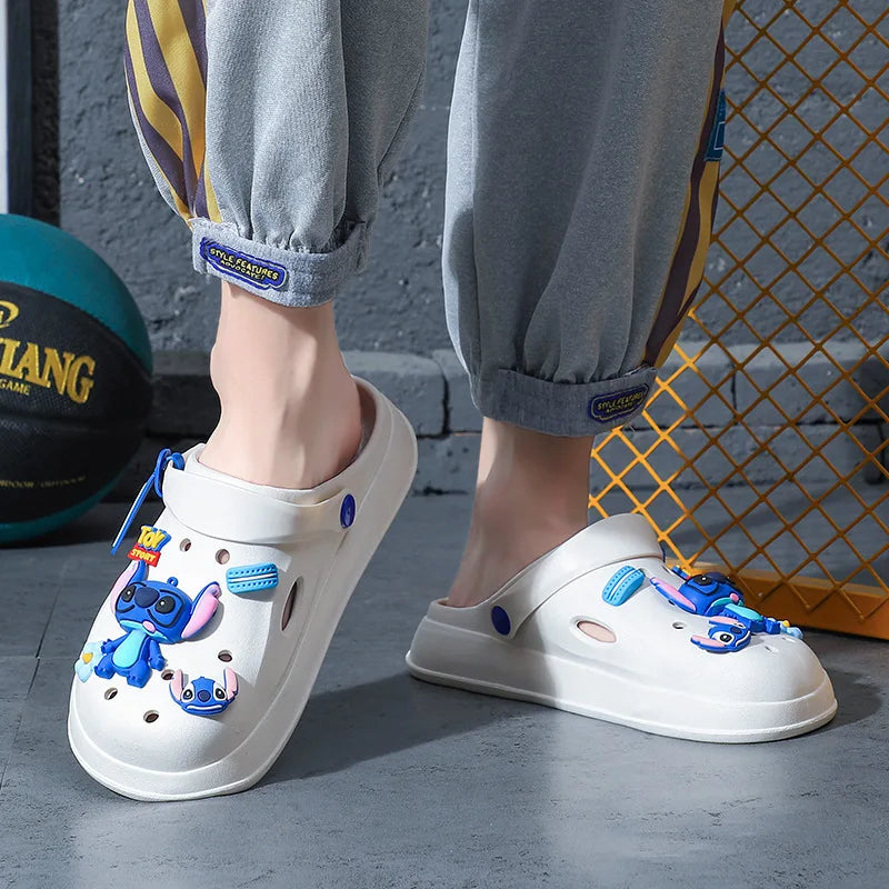 Chaussures à trous cousus pour hommes d'été, sandales antidérapantes et résistantes à l'usure pour l'extérieur, pantoufles de plage à semelles épaisses