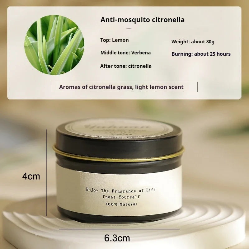 Bougies parfumées de luxe en étain noir, bougies décoratives pour la maison avec Woodwick, citronnelle, anti-moustiques, meilleur cadeau pour elle