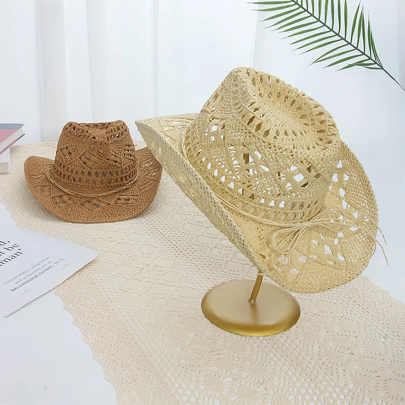 Chapeau de cowboy pour femme, casquette de cow-girl , accessoires pour les vacances, chapeau de paille