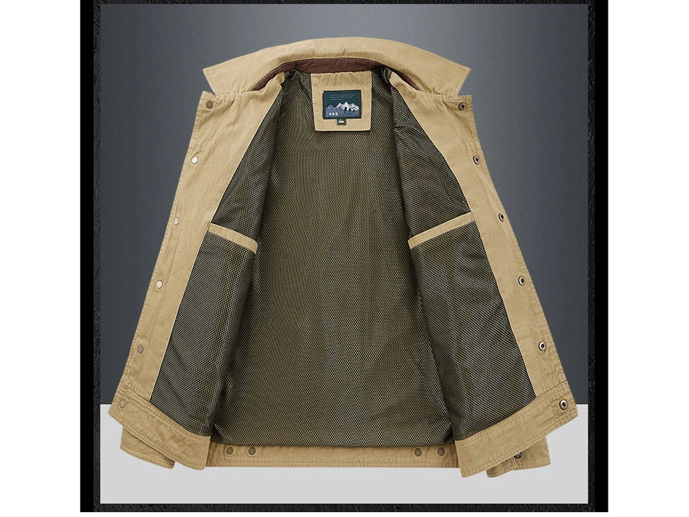 Vestes en coton pour hommes, tendance, printemps-automne, vĂȘtements d'extĂ©rieur, coupe-vent, col rabattu, vestes tactiques, 5XL