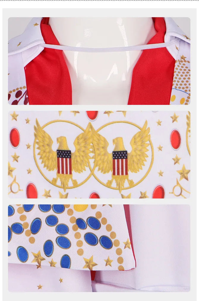 Costume de cosplay Le King pour homme, uniforme de rocker, tenue de carnaval, d'Halloween