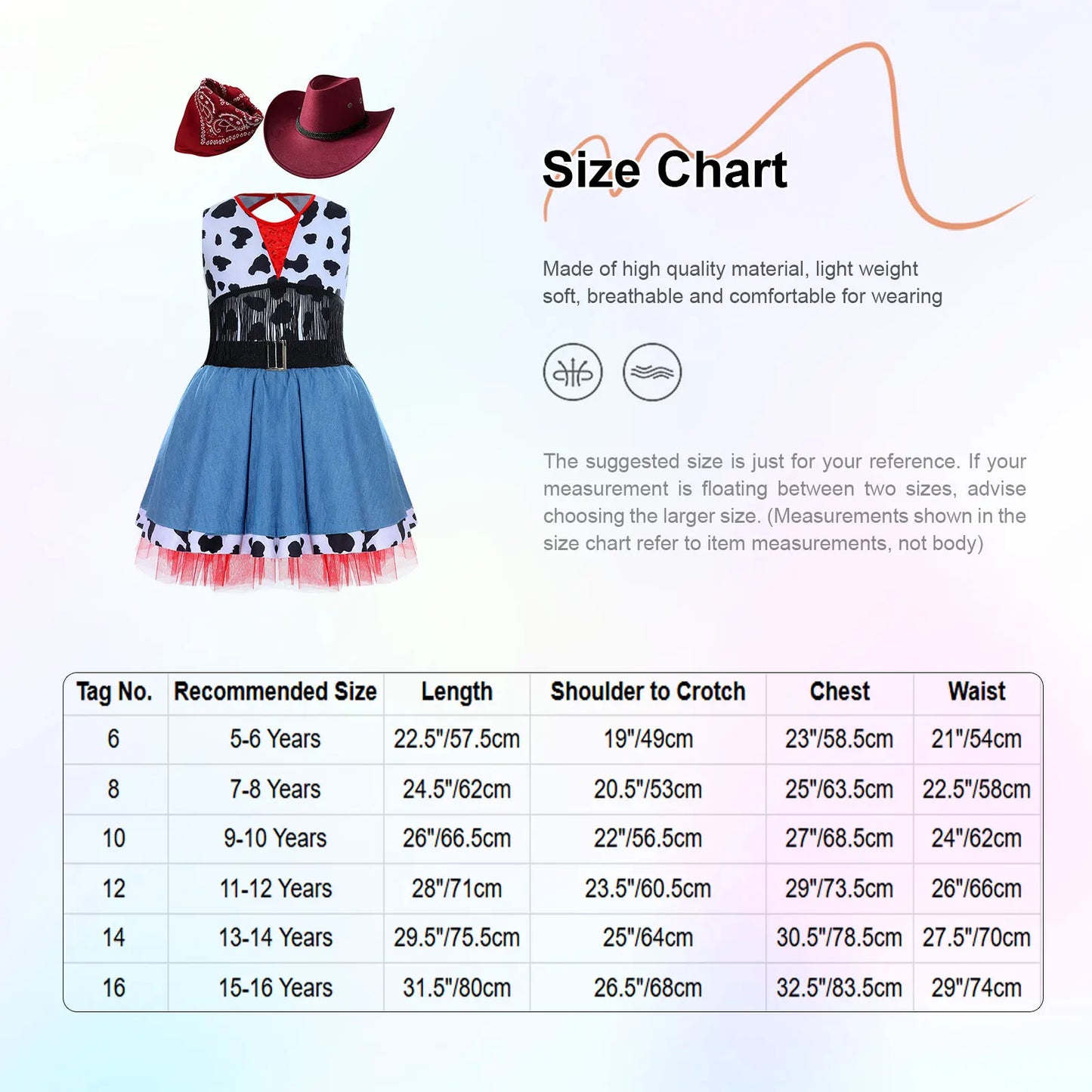 Costume de cow-girl western pour fille, 3 pièces, robe tutu à franges avec bandana et chapeau de cowboy