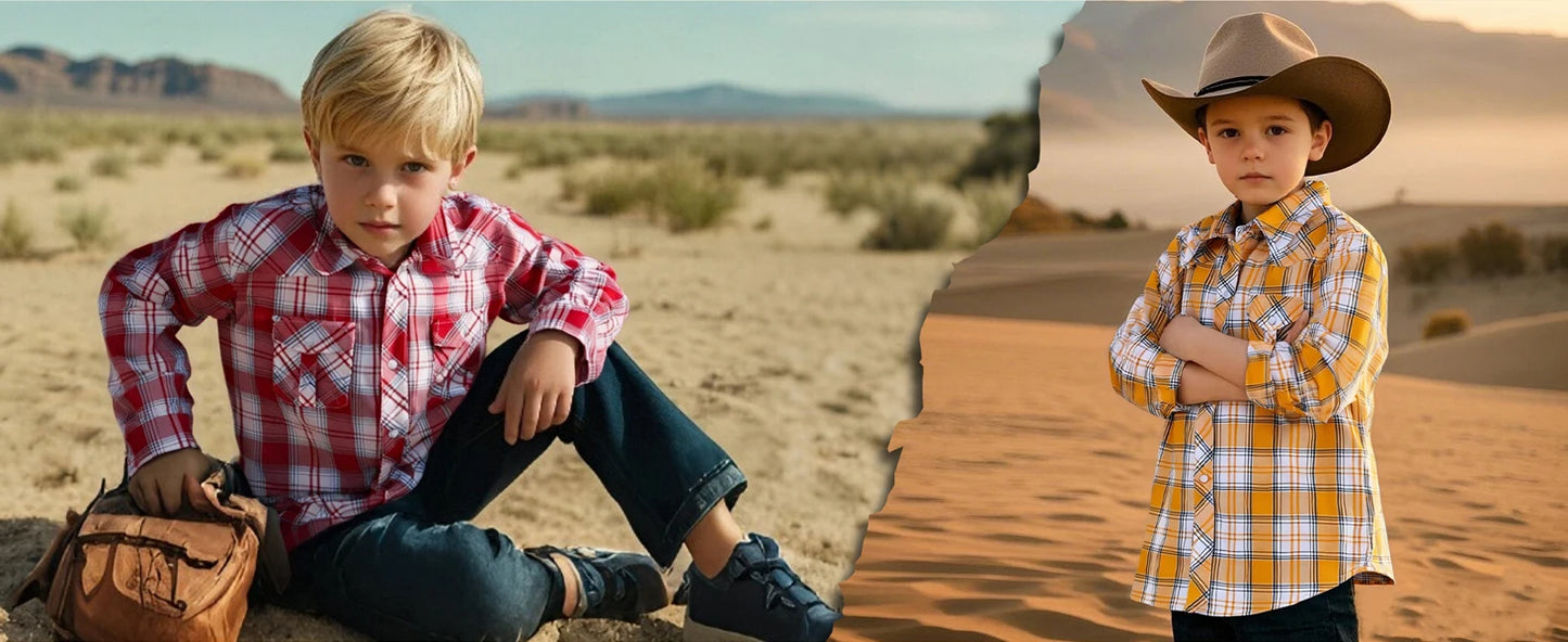 Costume de cowboy pour garçon, chemise western, pour enfants, adolescents, Halloween, Noël, rouge, à carreaux, classique, pour fête d'anniversaire, cadeau