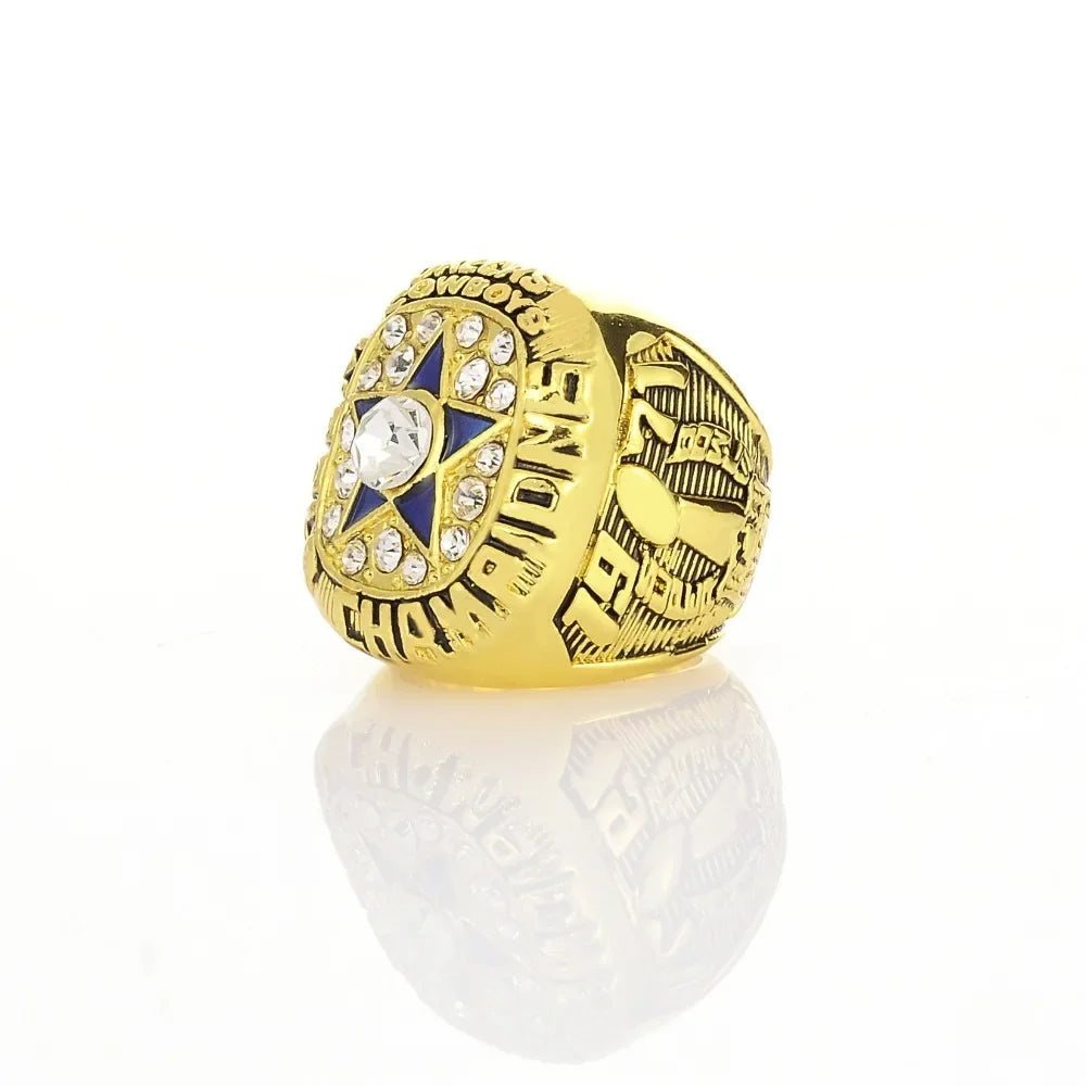 Bague de luxe Dallas Cowboy pour hommes et femmes, style punk, métal, cristal, étoile à cinq branches