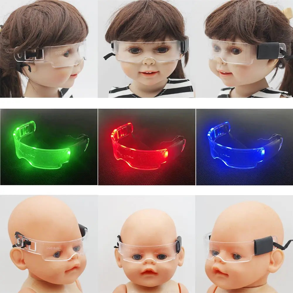 Lunettes LED Punk Labubu Poupée Labubu Lunettes Lumineuses 3 Couleurs Veilleuse Cool Lunettes Technologie Future Mini Édition pour tissu