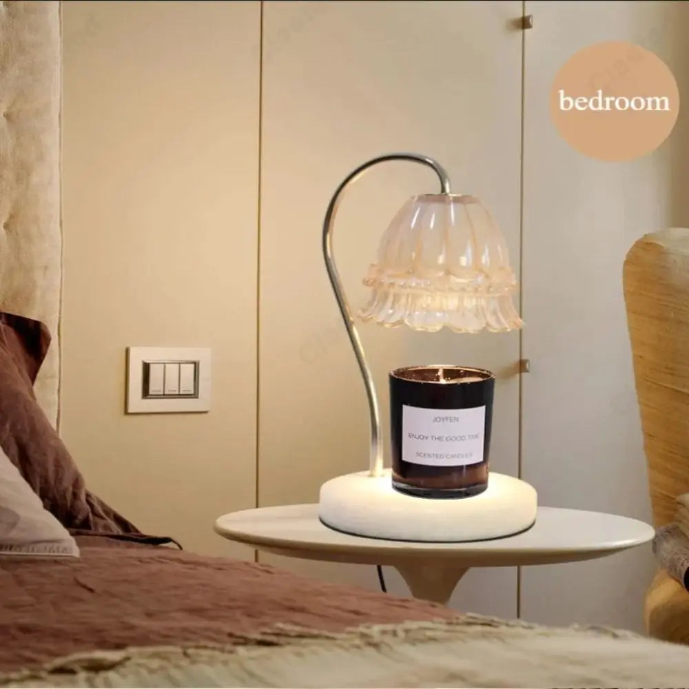 Lampe de bureau à bougie d'aromathérapie avec diffuseur d'arômes en marbre, minuterie d'éclairage à heure fixe, éclairage d'ambiance d'aromathérapie