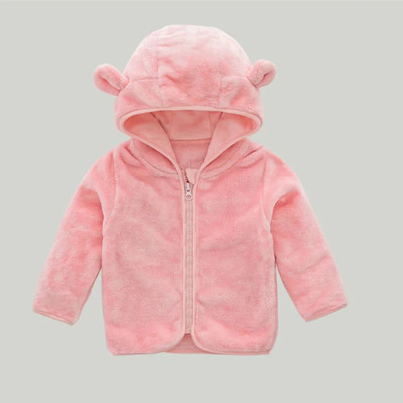 (9 Months -4 Years Old) Autumn New Simple Solid Color Long Sleeved Baby Girl Coat, Cute Hooded Children'S Clothing