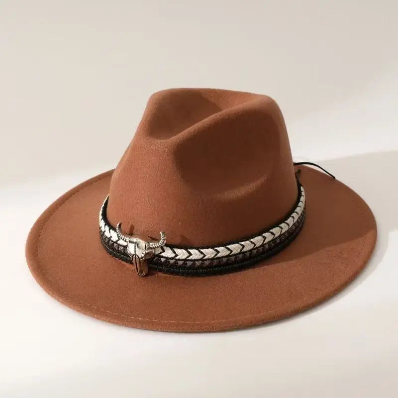 Chapeau de cowboy de style occidental, chapeau à bords roulés de style ethnique, chapeau de soleil, chapeau de jazz, chapeau de voyage en plein air, chapeau de cowboy à imprimé vache