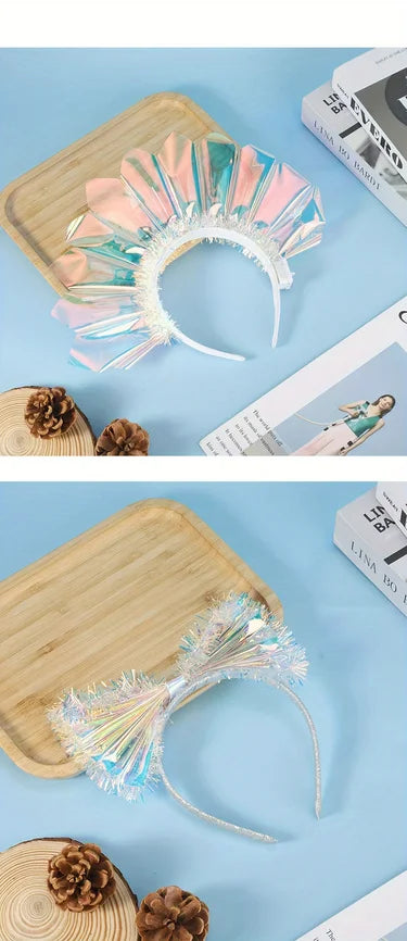 Bandeau de film lumineux créatif accessoires de décoration d'ambiance de fête d'Halloween de Noël bandeau bandeau à paillettes coloré créatif