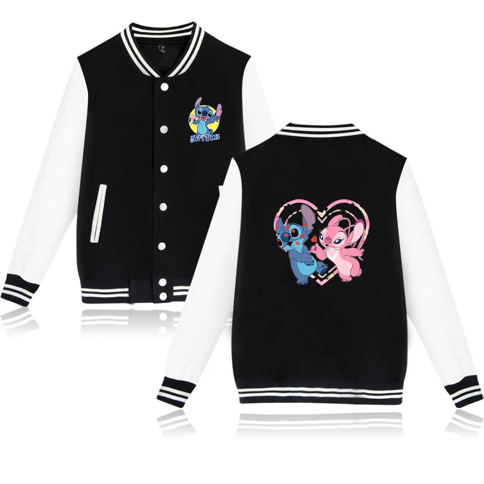 Veste de baseball Lilo Stitchou pour hommes et femmes, style hip-hop, Harajuku, streetwear, pour enfants, garçons et filles, manteaux amples pour l'université