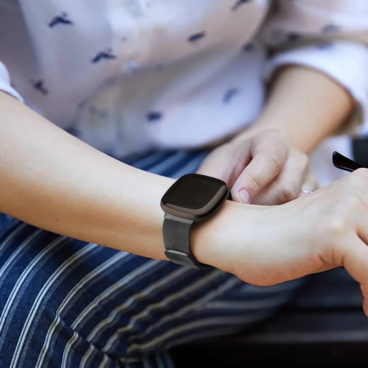 Bracelet magnétique en métal pour Fitbit Versa 3/4, bracelet de rechange milanais pour Fitbit Versa Sense/Sense 2