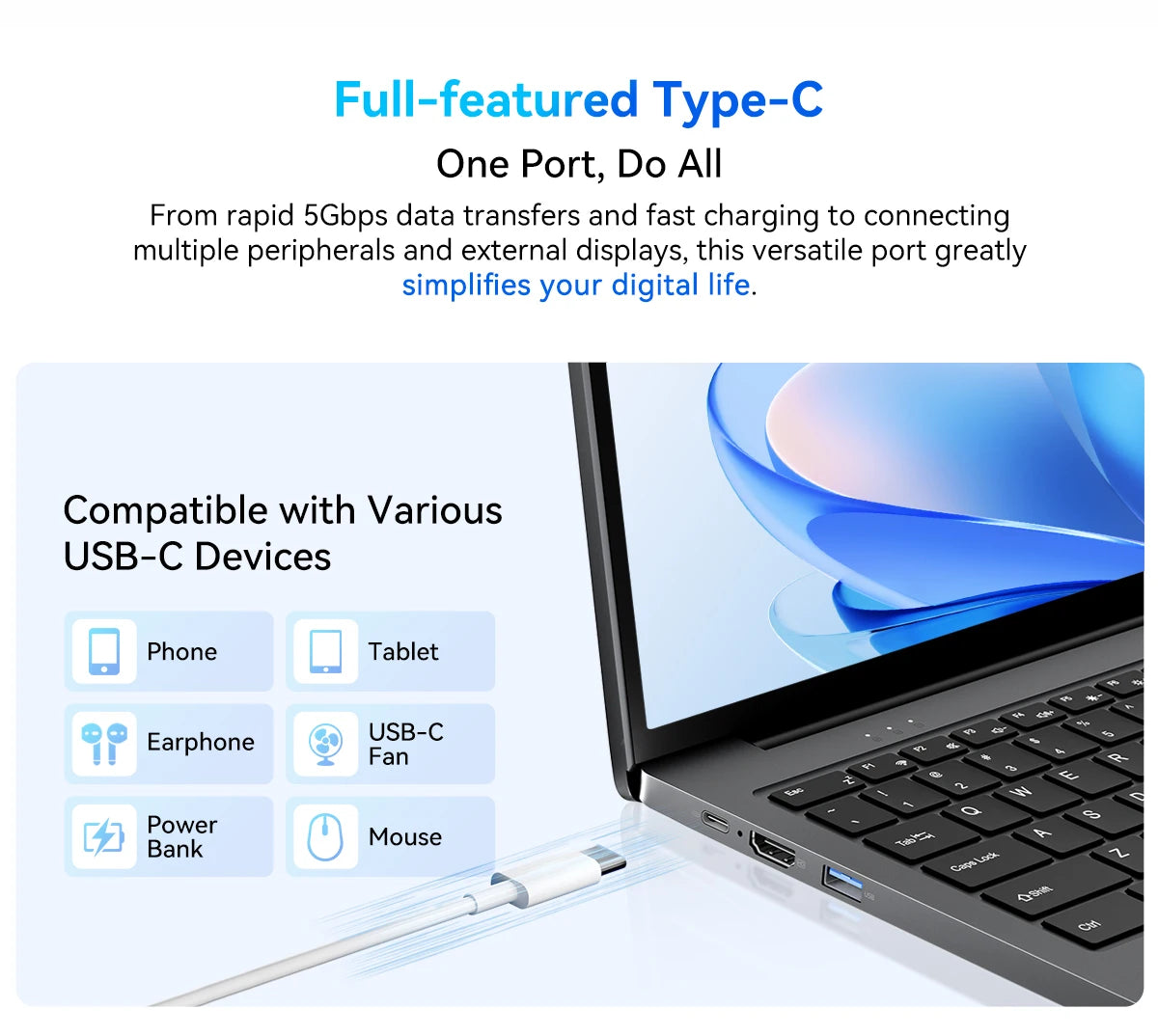 Ordinateur portable Blackview AceBook 12 Win 11 16'' FHD IPS, Intel I5-1030NG7, 16 Go de RAM, 512 Go de SSD, bouton d'alimentation 2 en 1 avec empreinte numérique