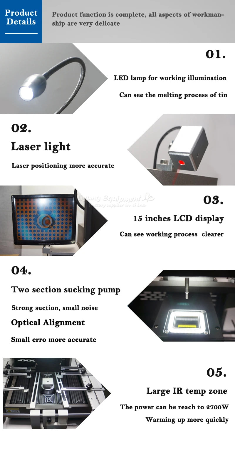 Station de soudage BGA entièrement automatique avec caméra CCD, système de réparation de puces de soudure et système de soudage BGA G820 G750 G720 G700