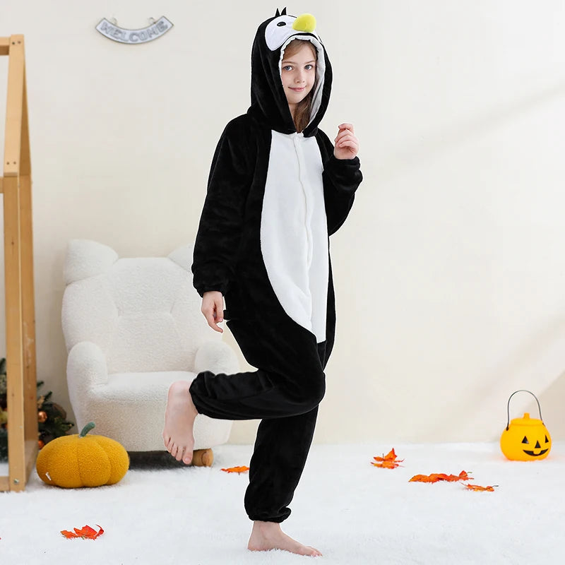 Pyjama en flanelle de carnaval pour enfants, combinaison, combinaison, dessin animĂ©, vĂȘtements d'hiver, Halloween, pour garçons et filles, famille