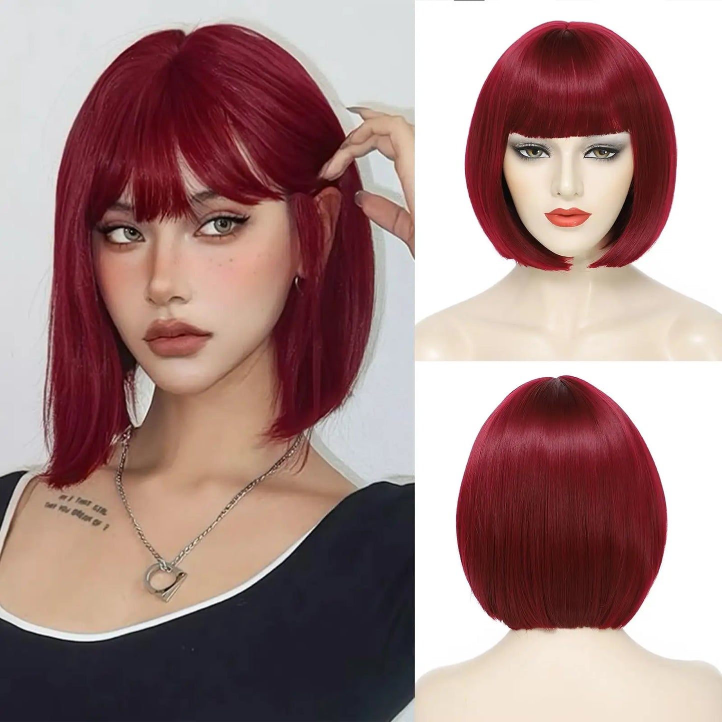 Perruque synthétique multicolore arc-en-ciel pour fêtes quotidiennes, perruque cosplay Halloween, perruque coiffure bob, couvre-chef