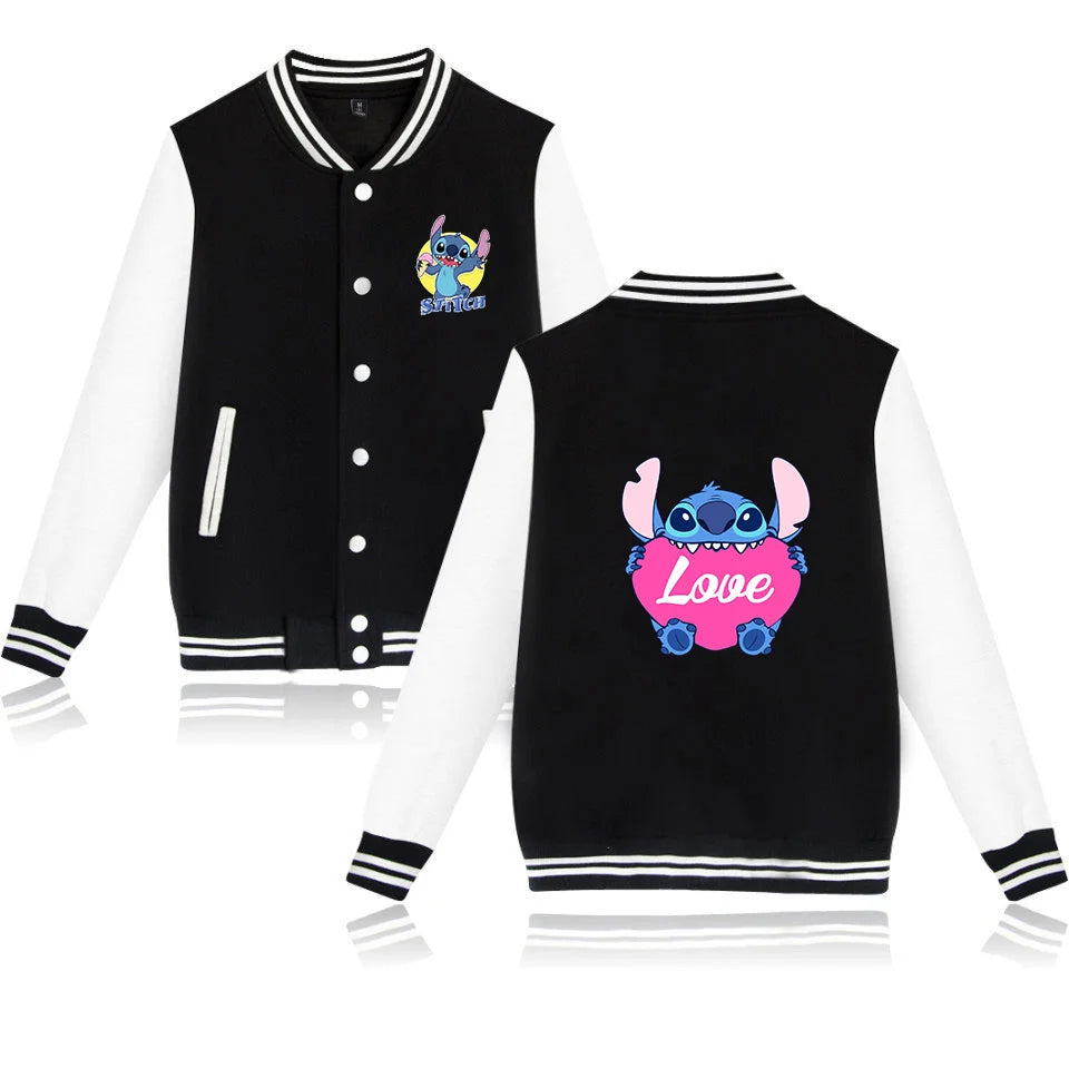 Veste de baseball Lilo Stitchou pour hommes et femmes, style hip-hop, Harajuku, streetwear, pour enfants, garçons et filles, manteaux amples pour l'université