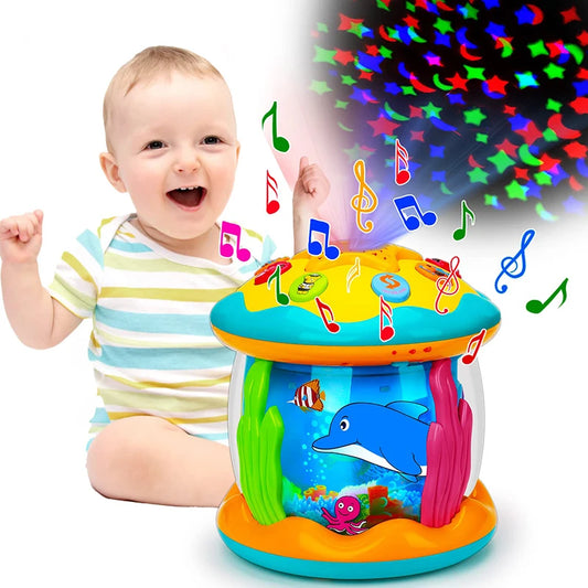 Jouets pour bébés de 1 à 3 ans, projecteur rotatif lumineux océanique, jouets musicaux, jouets sensoriels éducatifs précoces Montessori pour tout-petits, cadeaux