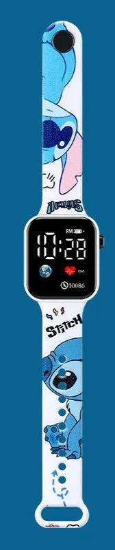 Nouvelle montre électronique LED pour étudiant imprimée en couleur de dessin animé Stitchou, jolie montre électronique à bouton carré Y1 imprimée à la mode