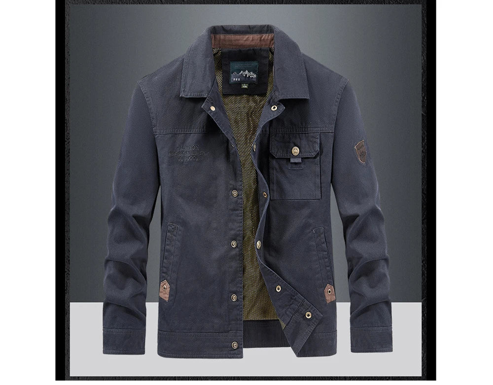 Vestes en coton pour hommes, tendance, printemps-automne, vĂȘtements d'extĂ©rieur, coupe-vent, col rabattu, vestes tactiques, 5XL