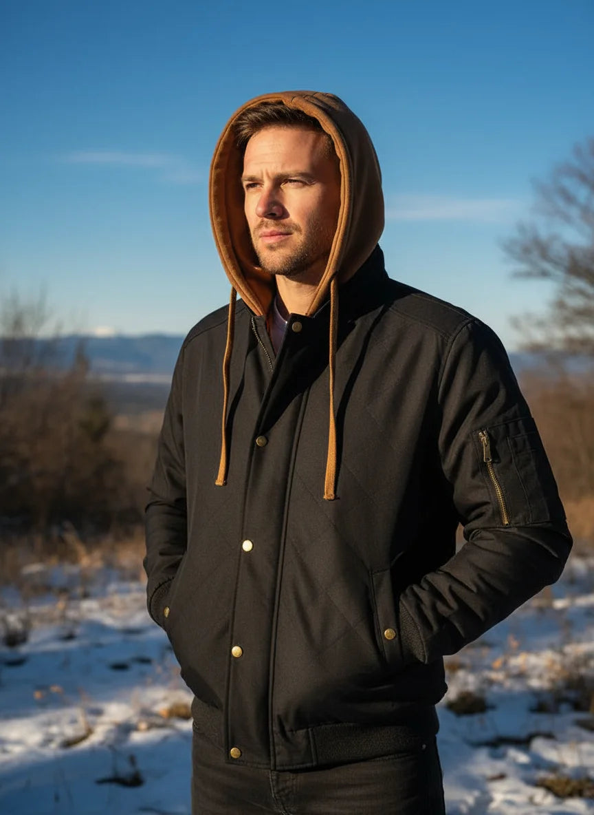 Veste bomber chaude pour homme, coupe-vent épais, à capuche, pour l'extérieur, la randonnée, le sport, thermique, fermeture éclair, collection automne-hiver