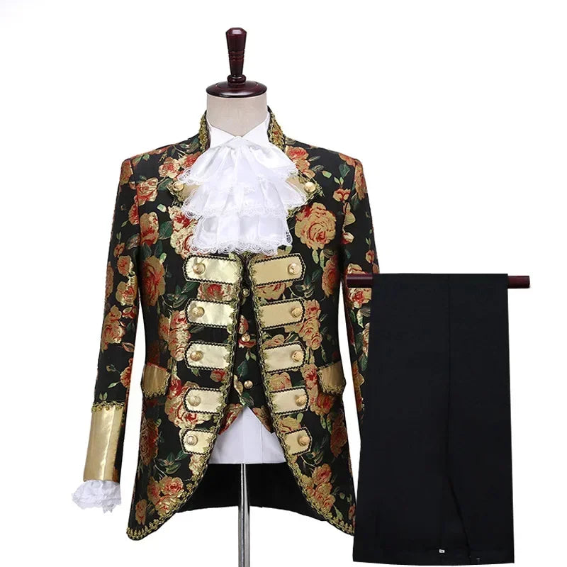 Costume victorien de luxe médiéval pour hommes, roi, prince, veste en émail, manteau, blazer imbibé, thé