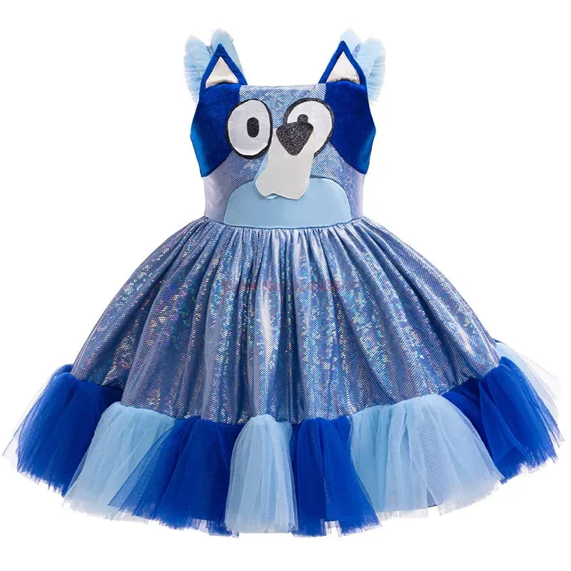 Robe d'été à bretelles pour fille, motif animé Bluey, mignonne, pour fête d'anniversaire, soirée, princesse, cadeau surprise