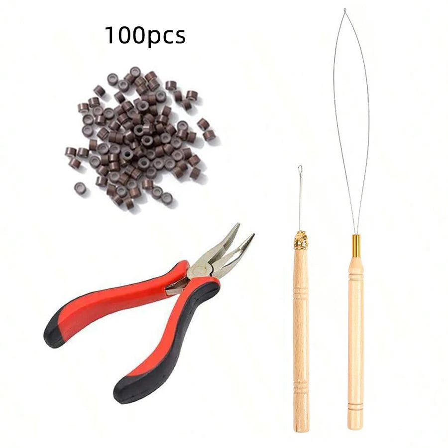 Kit d'extensions de cheveux synthétiques arc-en-ciel de 50 cm, 10 pièces, extensions colorées à pointes en I avec micro-perles et aiguille à crochet pour femmes et enfants, cosplay