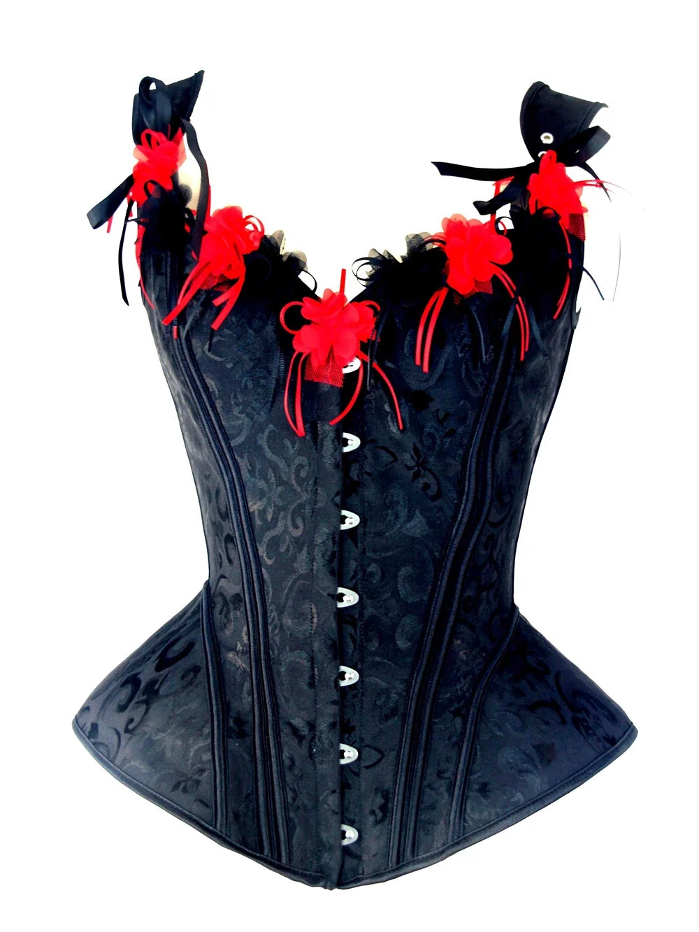 Corset en brocart Vitange avec bretelles, bustier jacquard overbust, corset pour Halloween, cosplay