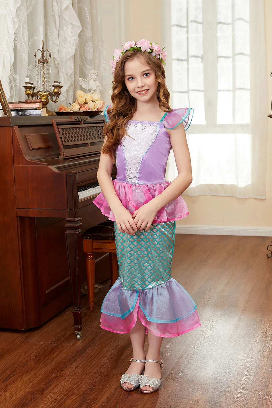Robe de princesse pour filles, robe d'anniversaire à volants pour enfants, robe de Noël pour enfants,  spectacle, robes de cosplay fantaisie