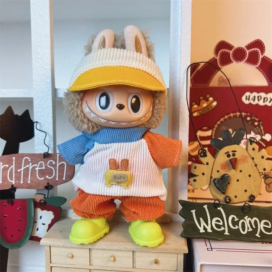 Ensemble de vêtements de sport et de loisirs Labubu V1 V2, tenue décontractée tendance, sweat à capuche, vêtements confortables, accessoires pour la collection de poupées Labubu