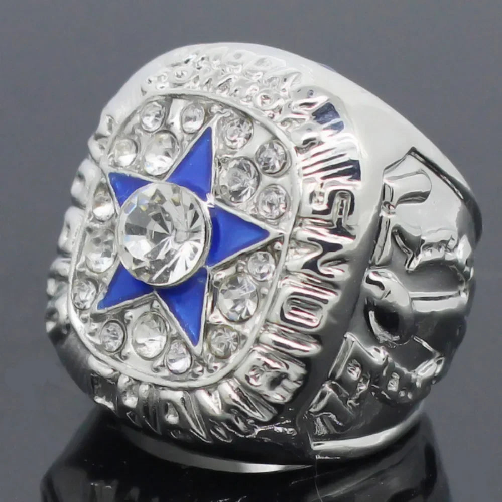Bague de luxe Dallas Cowboy pour hommes et femmes, style punk, métal, cristal, étoile à cinq branches