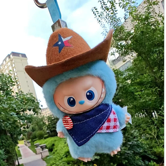 Pour 10 cm Labubu 4.0 vĂȘtements de poupĂ©e chapeau de Cowboy Ă©charpe vĂȘtements de poupĂ©e accessoires de poupĂ©es douces mignon arc Ă©charpe dĂ©coration cadeaux de noĂ«l