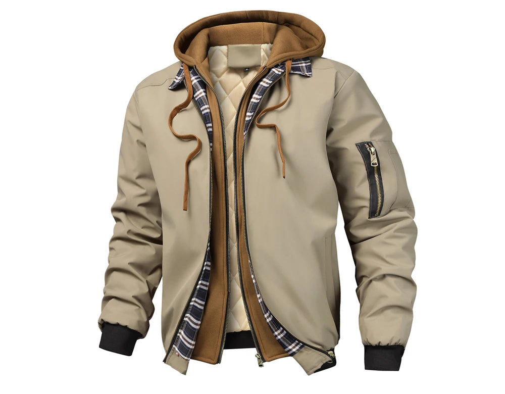 Veste bomber chaude pour homme, coupe-vent épais, à capuche, pour l'extérieur, la randonnée, le sport, thermique, fermeture éclair, collection automne-hiver