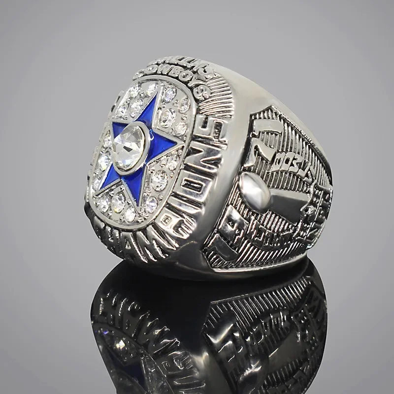 Bague de luxe Dallas Cowboy pour hommes et femmes, style punk, métal, cristal, étoile à cinq branches